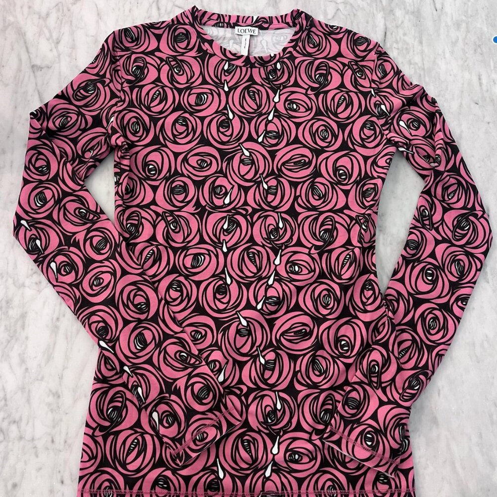 LOEWE long sleeve rose print top